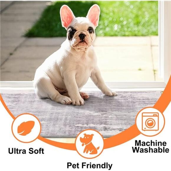 Door Mat, Front Indoor Door Mat Faux Wool Non-Slip Entryway Rug 24X36" Gray - Picture 2 of 7